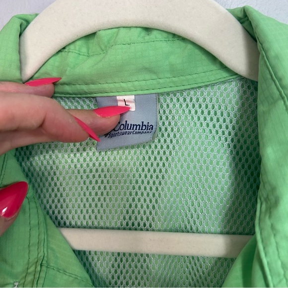 Columbia PFG Fishing Green Casual Button Down Short Sleeve Outdoor Shirt Large - Picture 2 of 5